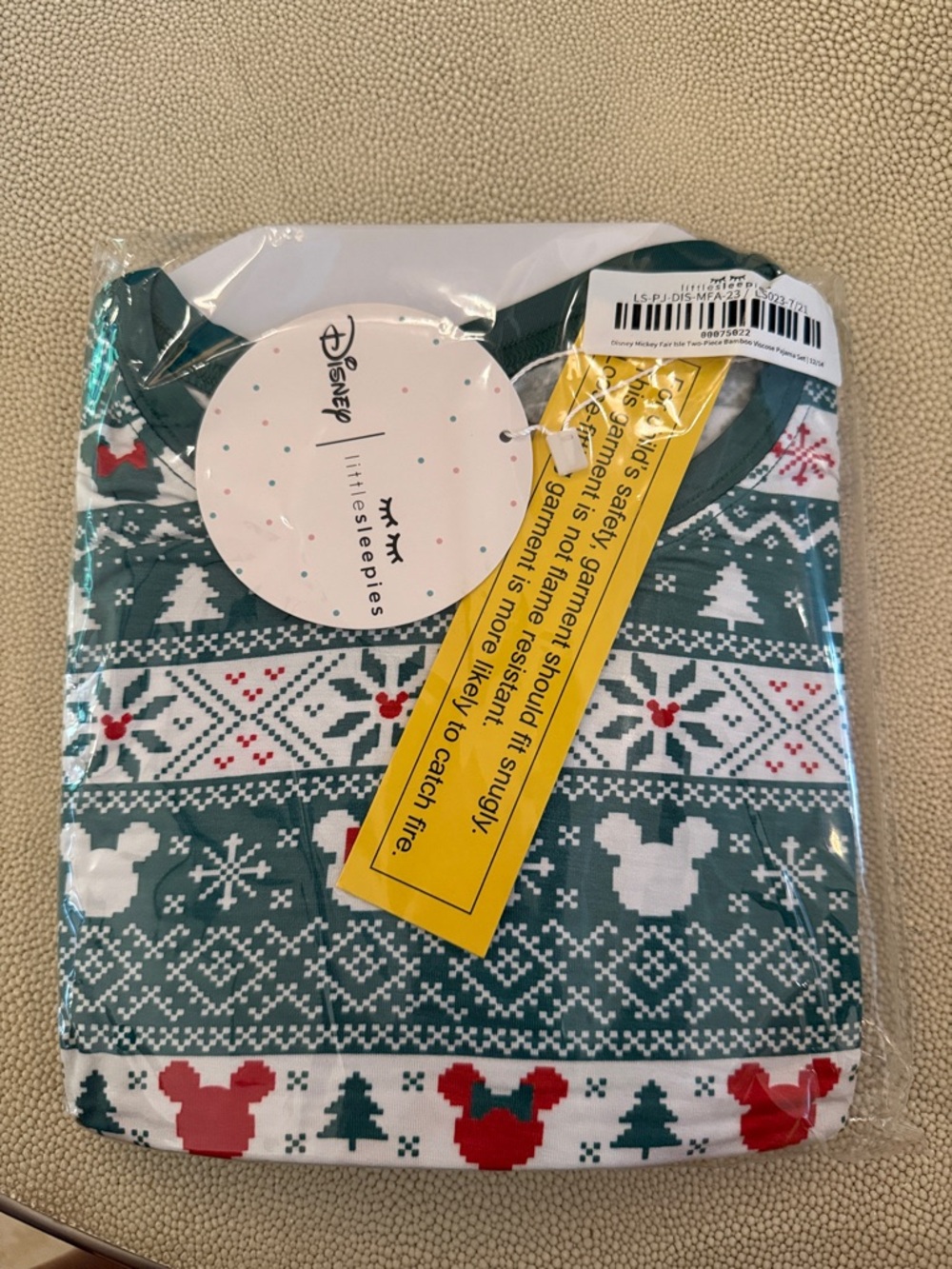 Little Sleepies Disney Mickey fair isle two piece pajama set 12/14